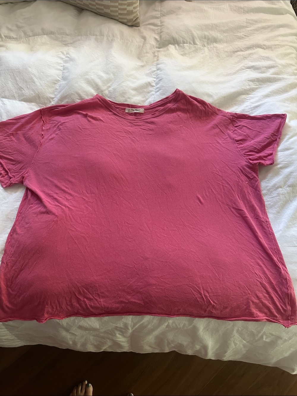 Free People Oversized Hot Pink Short Sleeve Tee